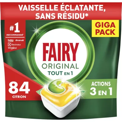 Tablettes Vaisselle Éclatante Sans Résidu Tout en 1 Citron X84 - FAIRY