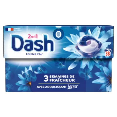 Lessive capsules 2 en 1 Envolée d'Air x38 - DASH