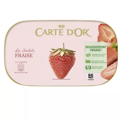 Strawberry sorbet ice cream 585g - CARTE D'OR