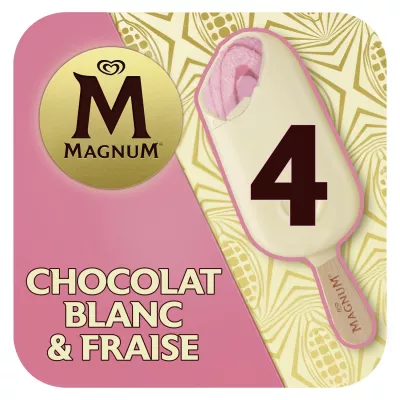 Strawberry White Chocolate Ice Cream Stick X4 - Magnum