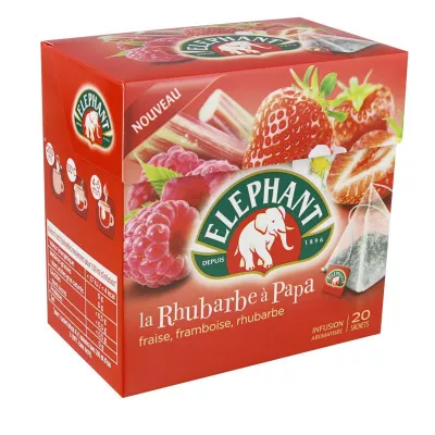 Infusion fraise, framboise, rhubarbe x20 38g - ELEPHANT
