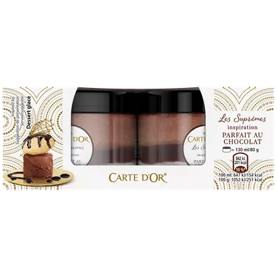 Dessert glacé les suprêmes au chocolat parfait x2 260ml - CARTE D'OR