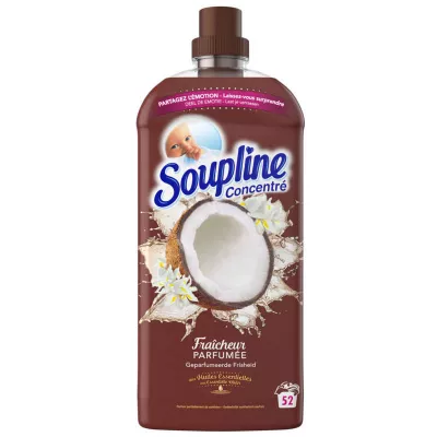 Adoucissant Concentré parfum Coco, fraîcheur parfumée aux huiles essentielles, X52 lavages - SOUPLINE