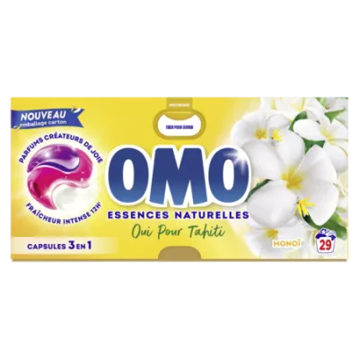 Lessive Capsules 3 en 1 Monoï 29 capsules - OMO