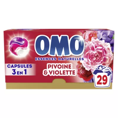 Lessive Capsules 3 en 1 Pivoine & Violette 29caps - OMO