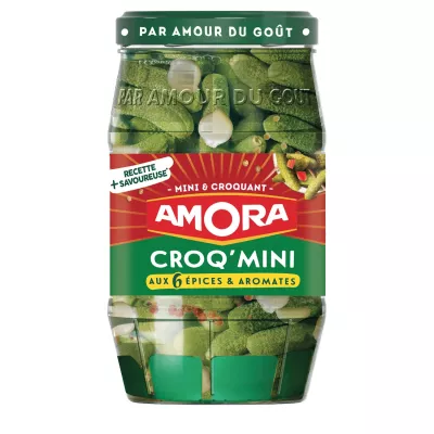 Cornichons Aux 6 Epices Et Aromates 205g - Amora