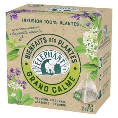 Infusion Grand Calme Verveine Citronnée, Aspérule, Lavande, 20s, 30g - ELEPHANT