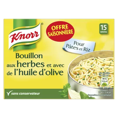 Bouillon pour pâtes & riz aux herbes & à l'huile d'olive x15 - KNORR