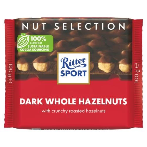 Dark Chocolate Whole Hazelnuts 100g - Ritter Sport