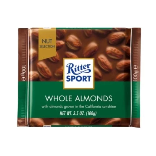 Milk Chocolate with Whole Almonds 100g - Ritter Sport