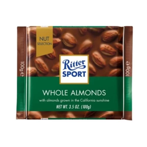 Chocolate ao Leite com Amêndoas Inteiras 100g - Ritter Sport