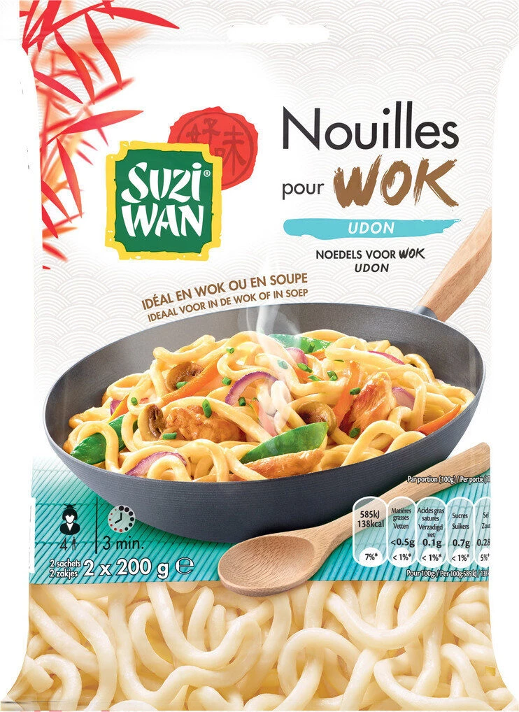 Macarrão udon pré-cozido para wok - SUZI WAN