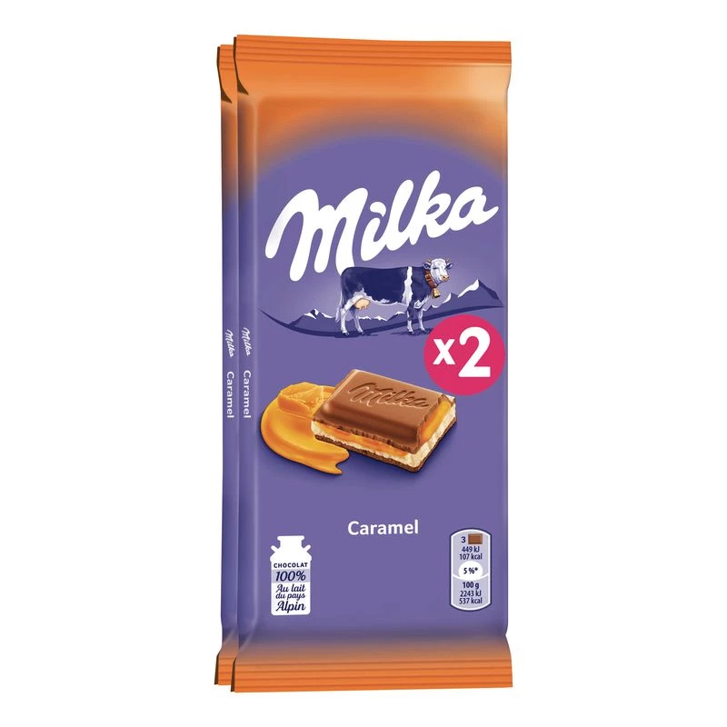 Karamel chocoladereep 2x100g - MILKA