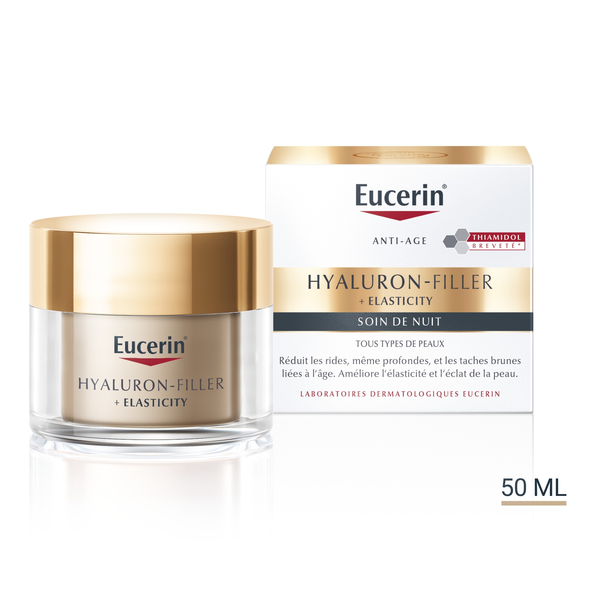 HYALURON FILLER + ELASTICITY THIAMIDOL Soin de Nuit pot 50 ml - EUCERIN