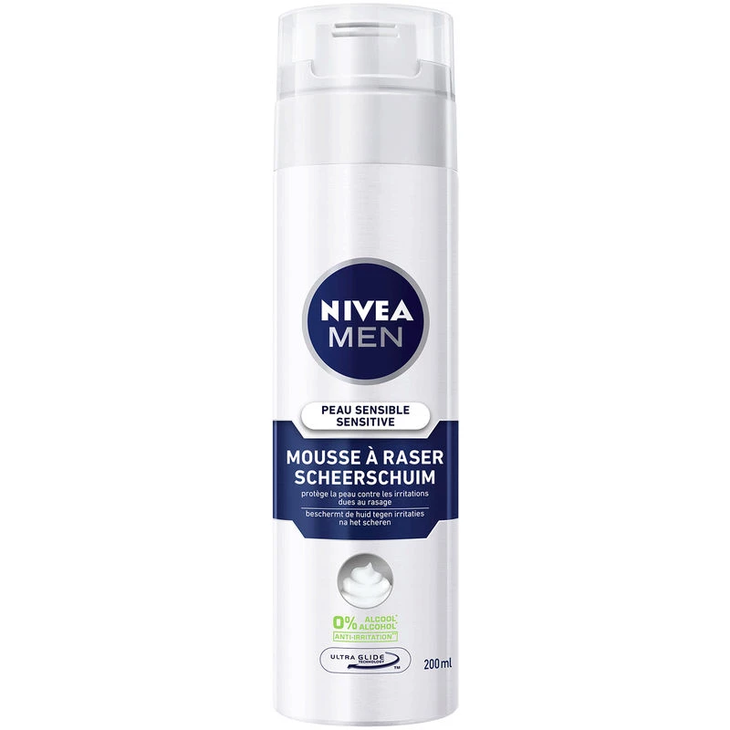 Mousse à Raser Peaux Sensibles Camomille 0% Alcool 200ml- Nivea