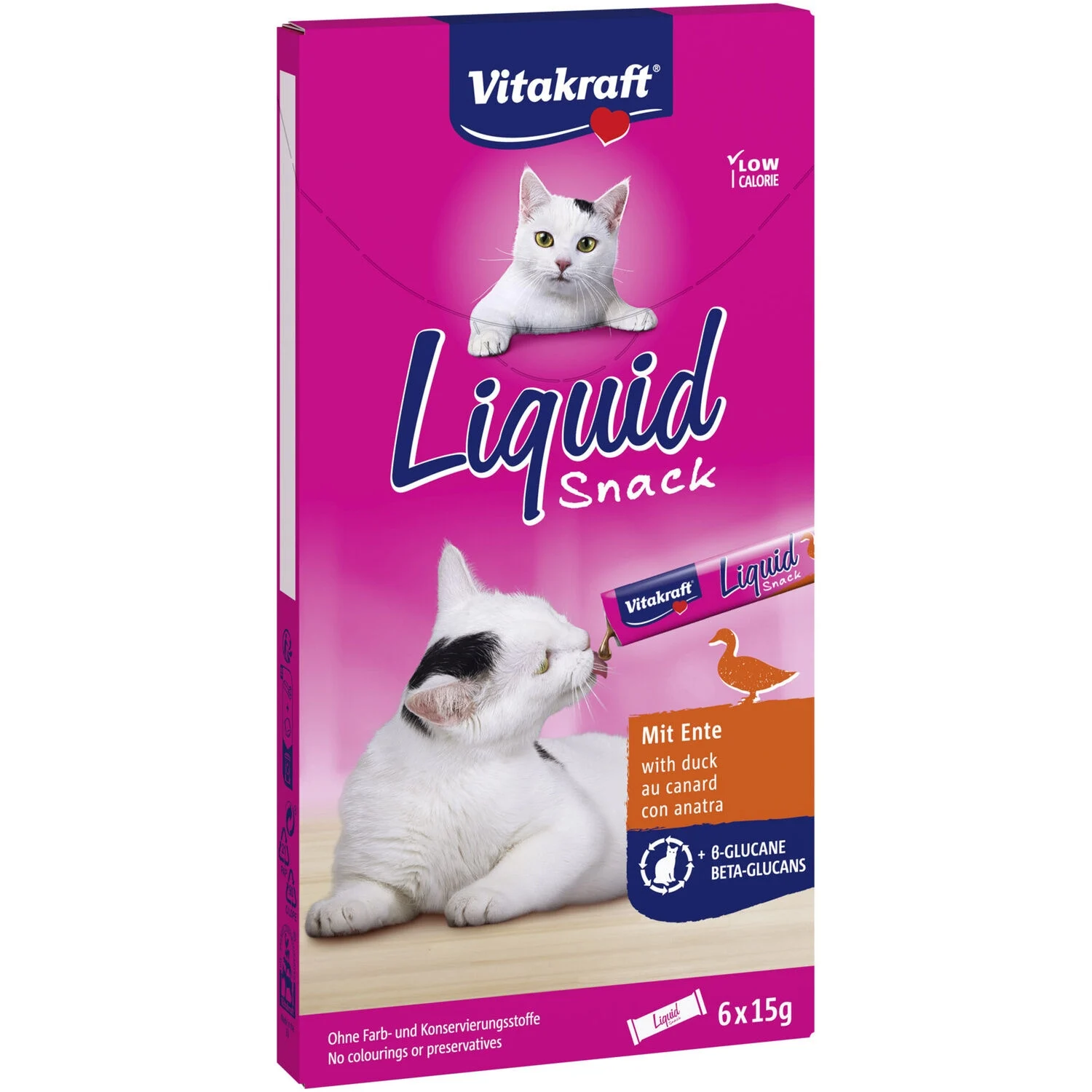 6x15g di liquidi per gatti anatra e beta-glucani, snack liquido - Vitakraft