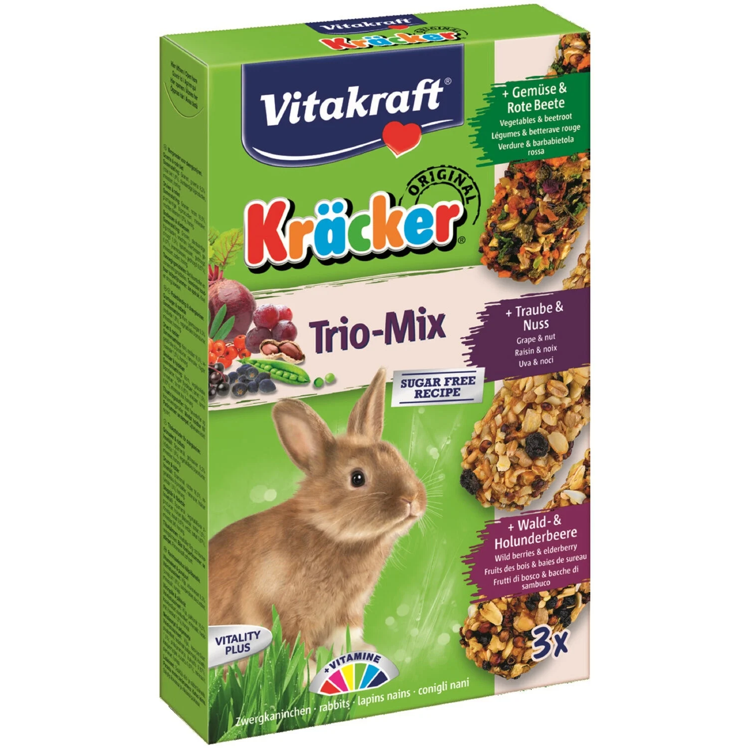 Variedade Trio-mix de comida Kracker para coelhos anões - Vitakraft