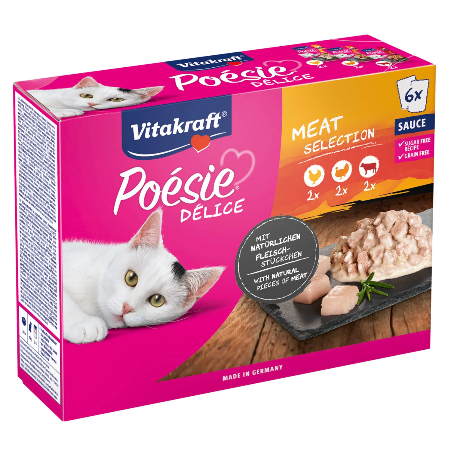 Pâté For Adult Cats In Chicken, Poultry & Beef Sauce 6x85g - Vitakraft