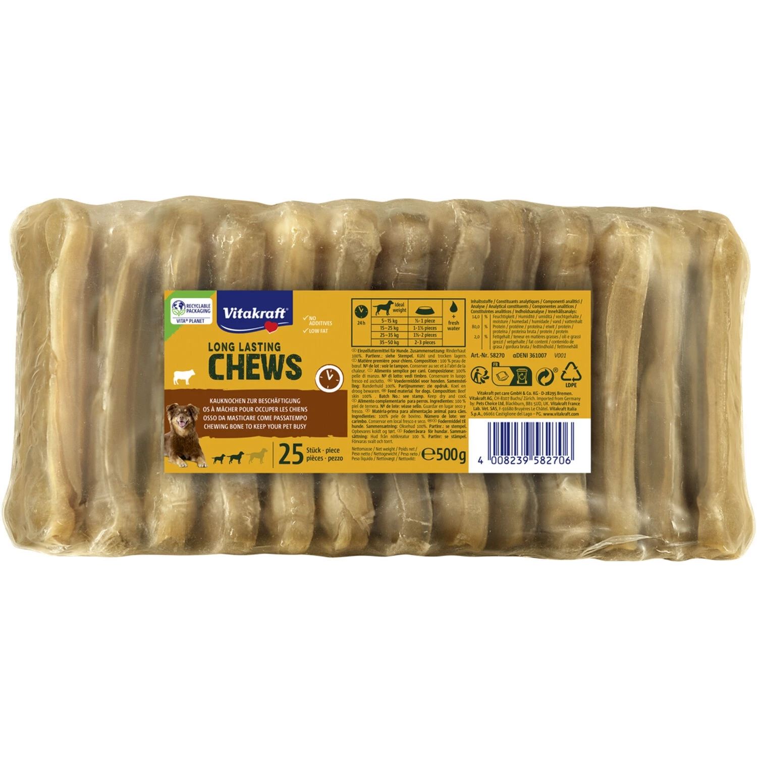 Dental Chews Pack Pressed Bones 8cm P25 - Vitakraft