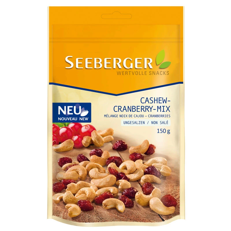 Mixture of cashews/non -salty cranberries, 150g - SEEBERGER