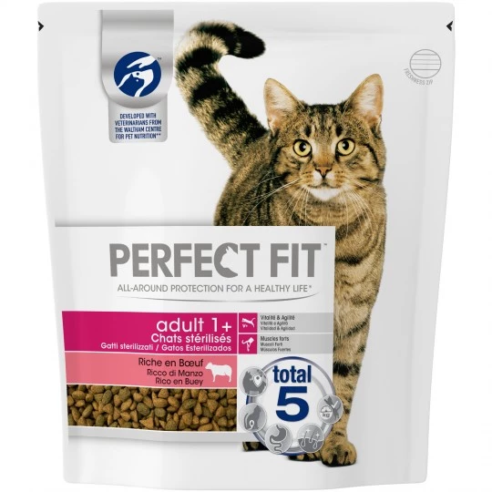 Croquettes pour chat stérilisé, bœuf 1.4kg - PERFECT FIT