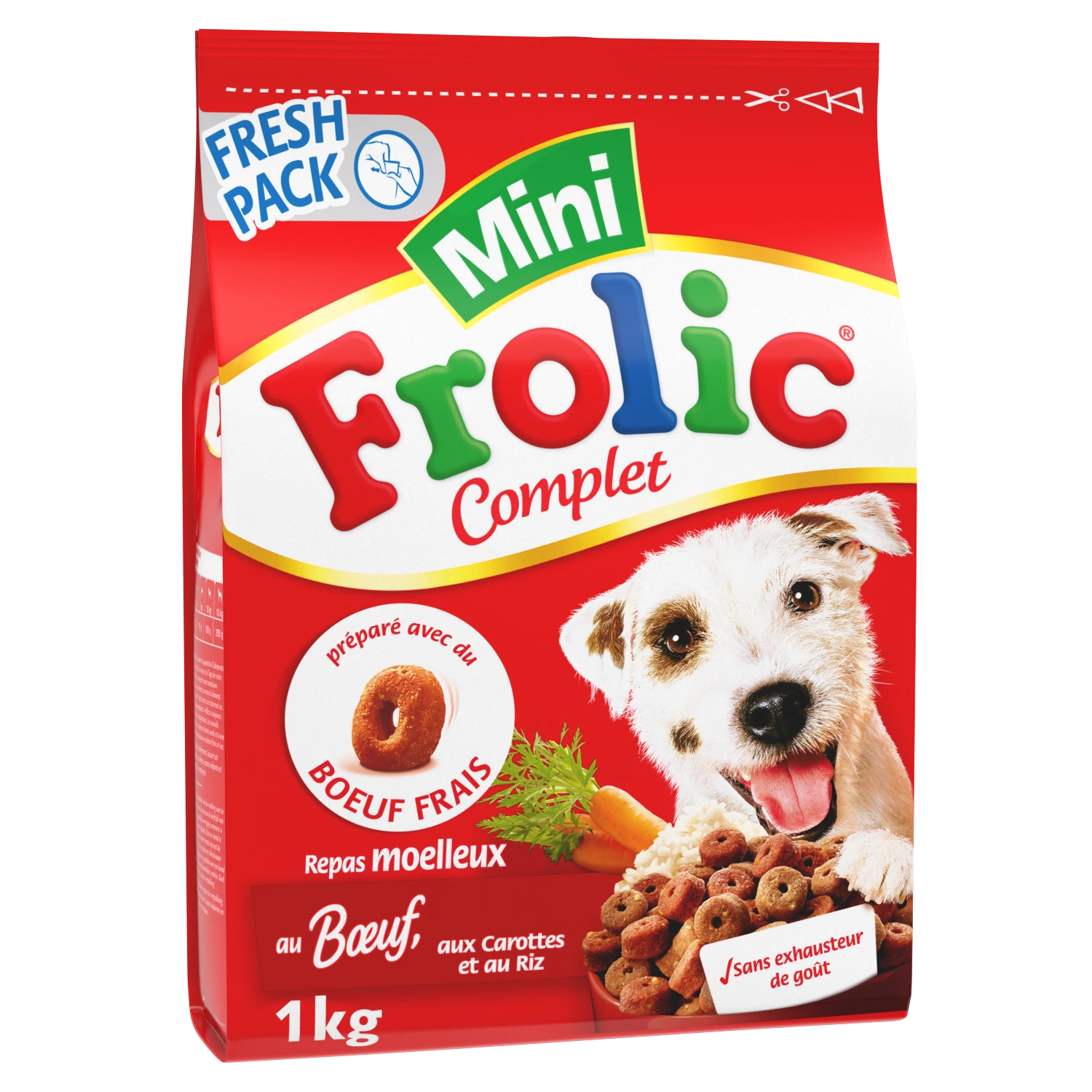 Croquettes au boeuf, carottes et riz pour chien 1kg - FROLIC