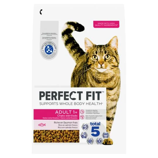Croquettes for Sterilized Adult Cats Rich in Salmon 2.8kg - Perfect Fit