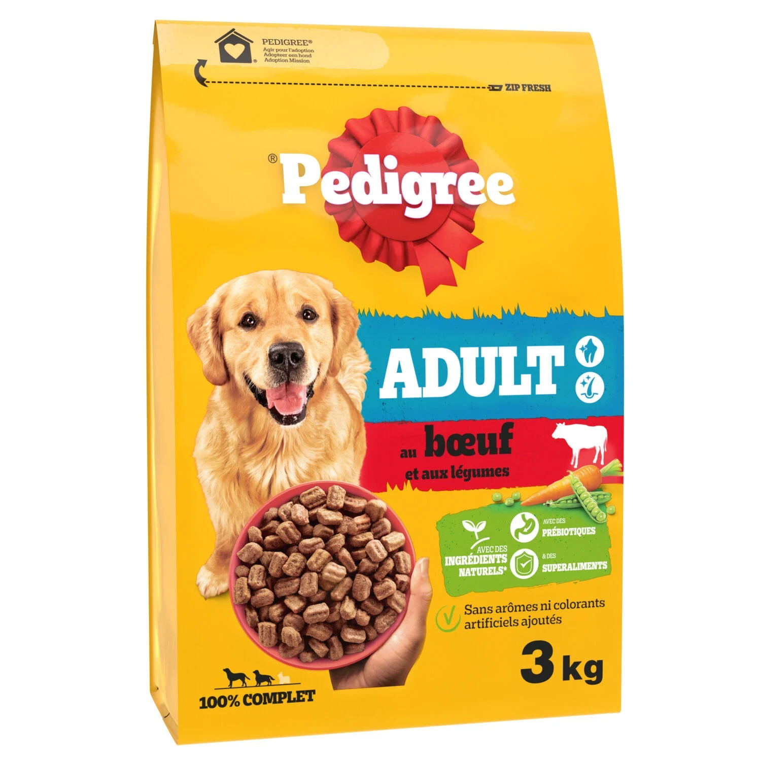 Adult dog food with beef and vegetables 3kg - PEDIGREE