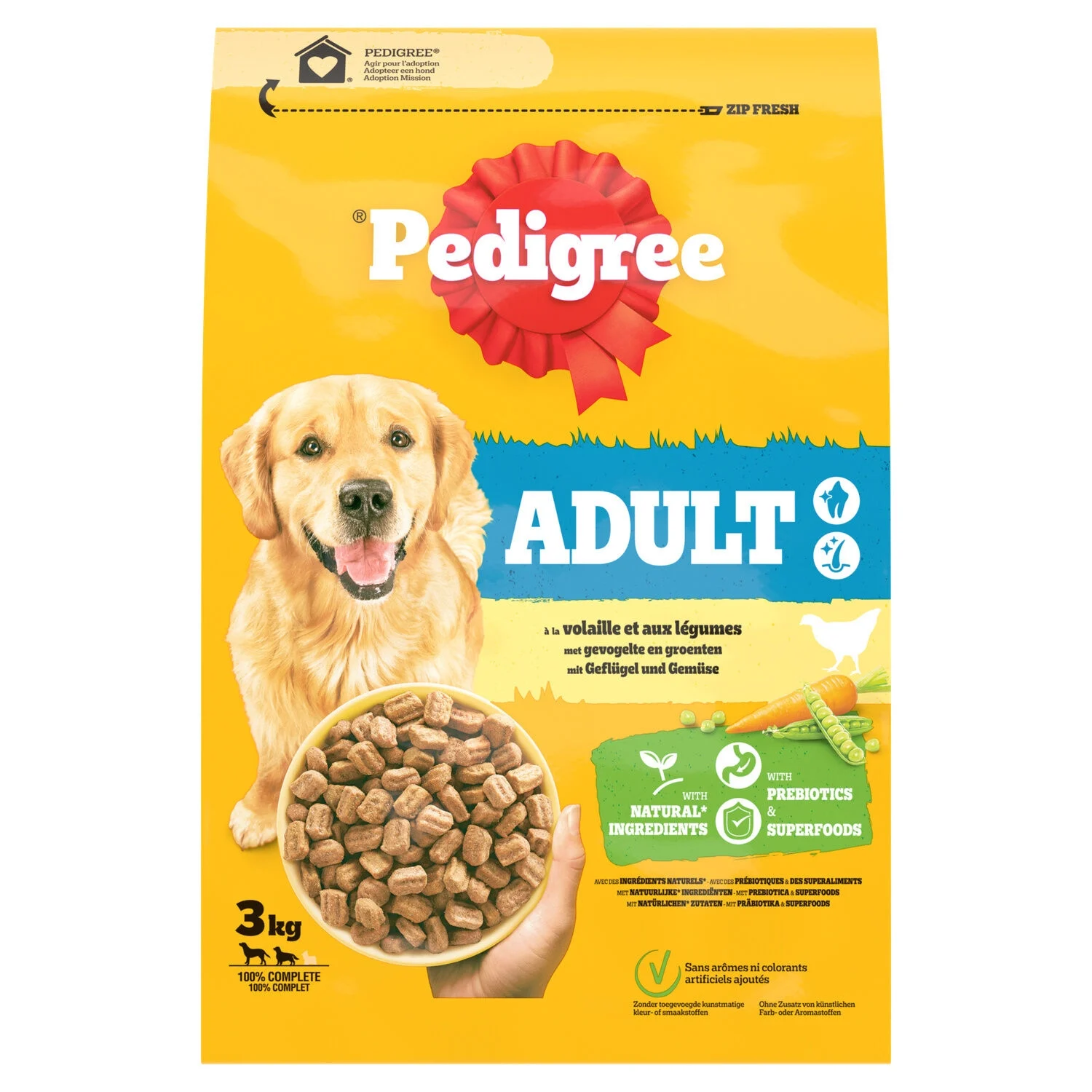 Adult dog food with poultry and vegetables 3kg - PEDIGREE