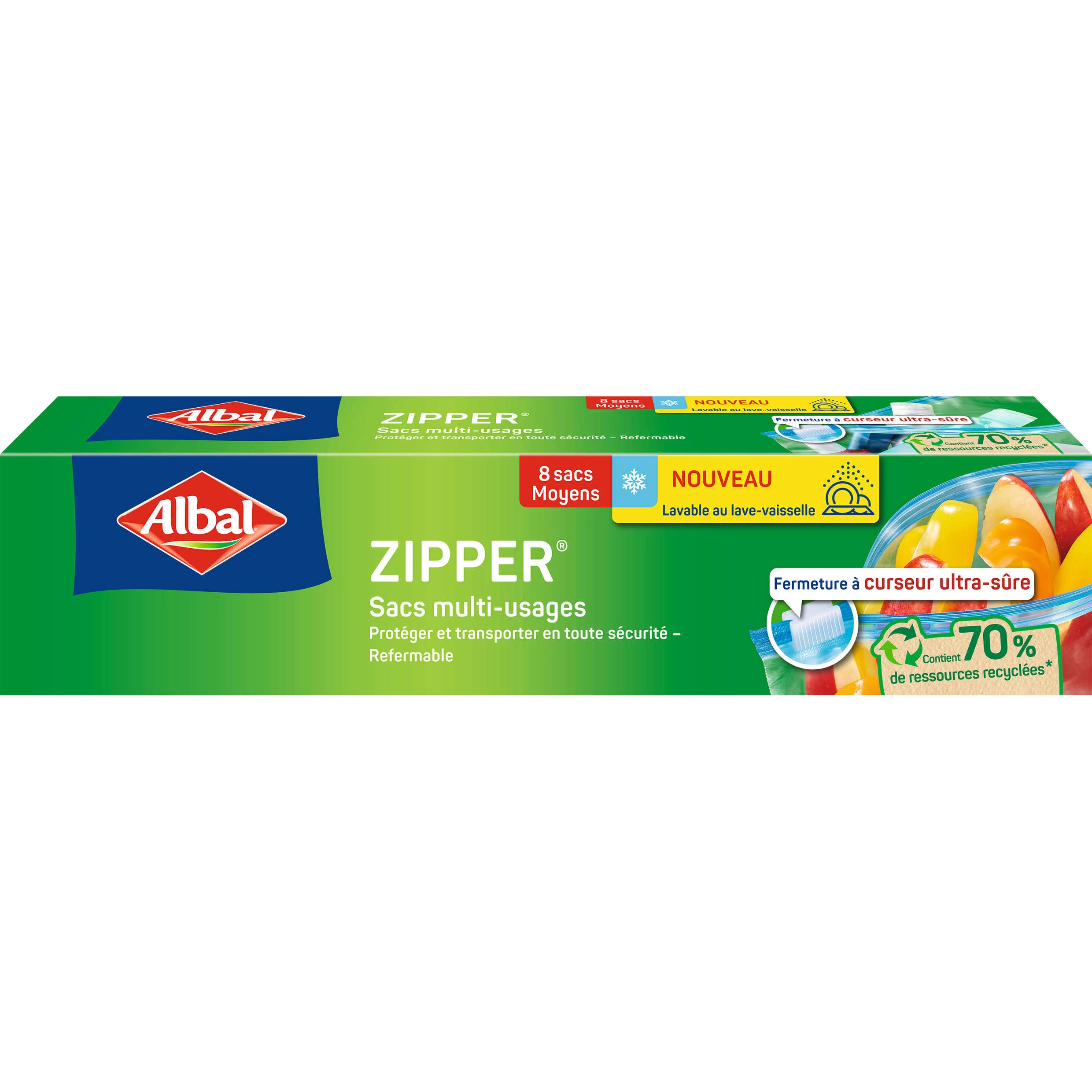 Zipper freezer bags; average size: 27 x 24 cm - ALBAL