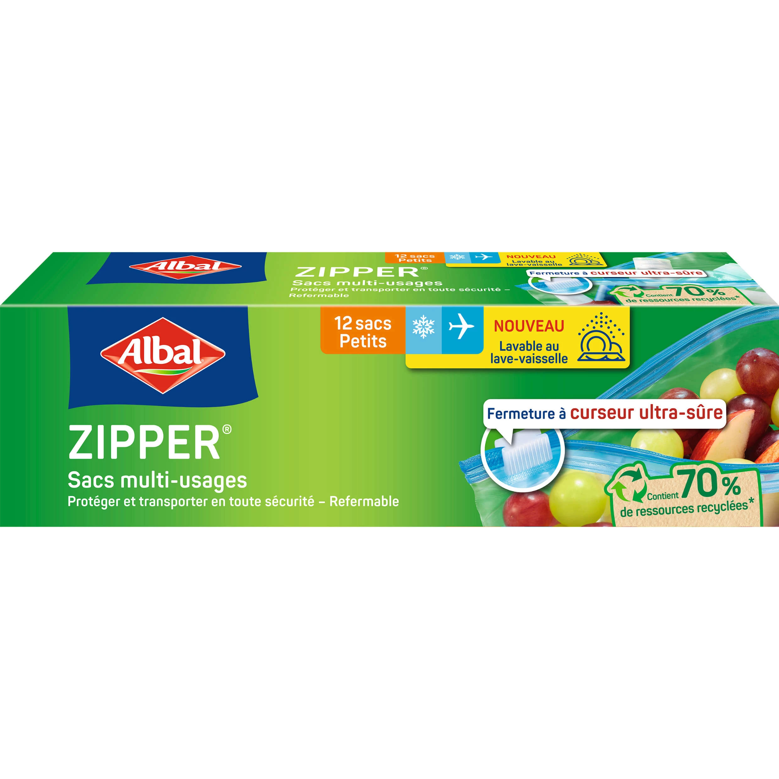 Sacos para freezer com zíper; tamanho pequeno: 20 x 15 cm - ALBAL