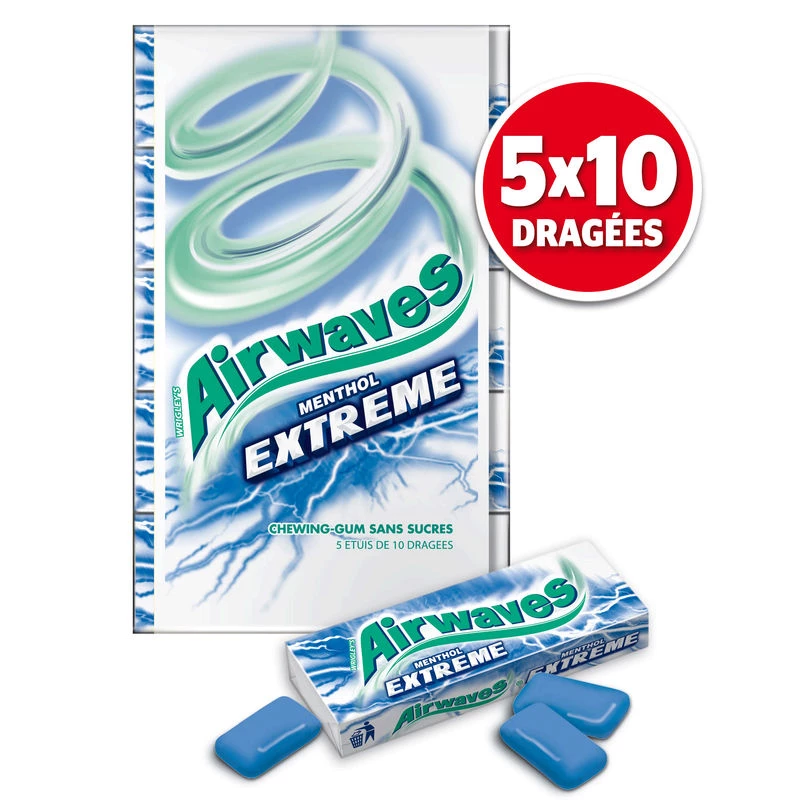 Gomma da masticare senza zucchero al mentolo Extreme; 14 g - AIRWAVES
