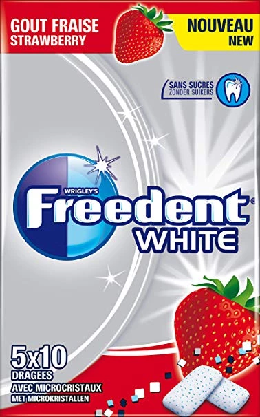 Goma de Mascar Goût Fraise Branca; 70g - FREEDENT