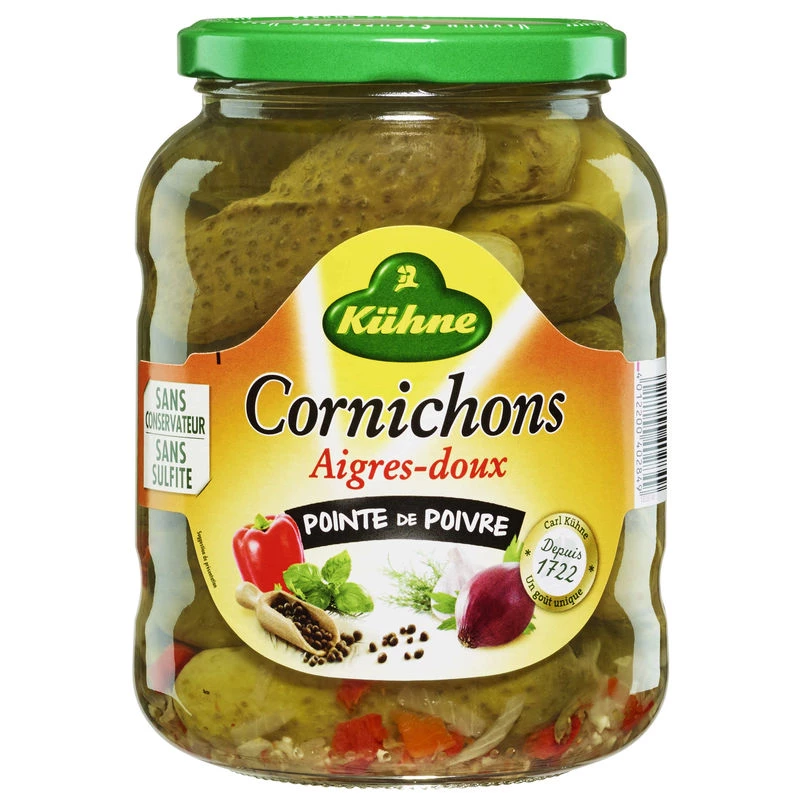 Pepinillos Agridulces y Pimiento, 360g -  KÜHNE