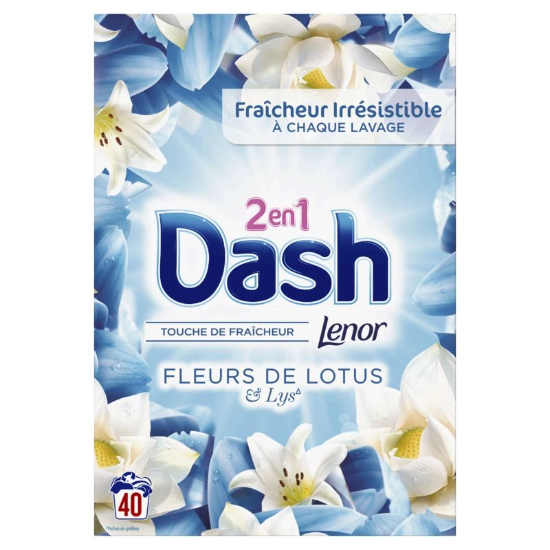 Lessive poudre fleurs de lotus & lys 2en1 2.60kg - DASH