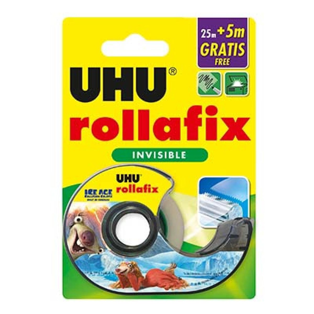 Ruban Adhesif - Rollafix Invisible Dévidoir 25mx19mm + 5m Gratuit