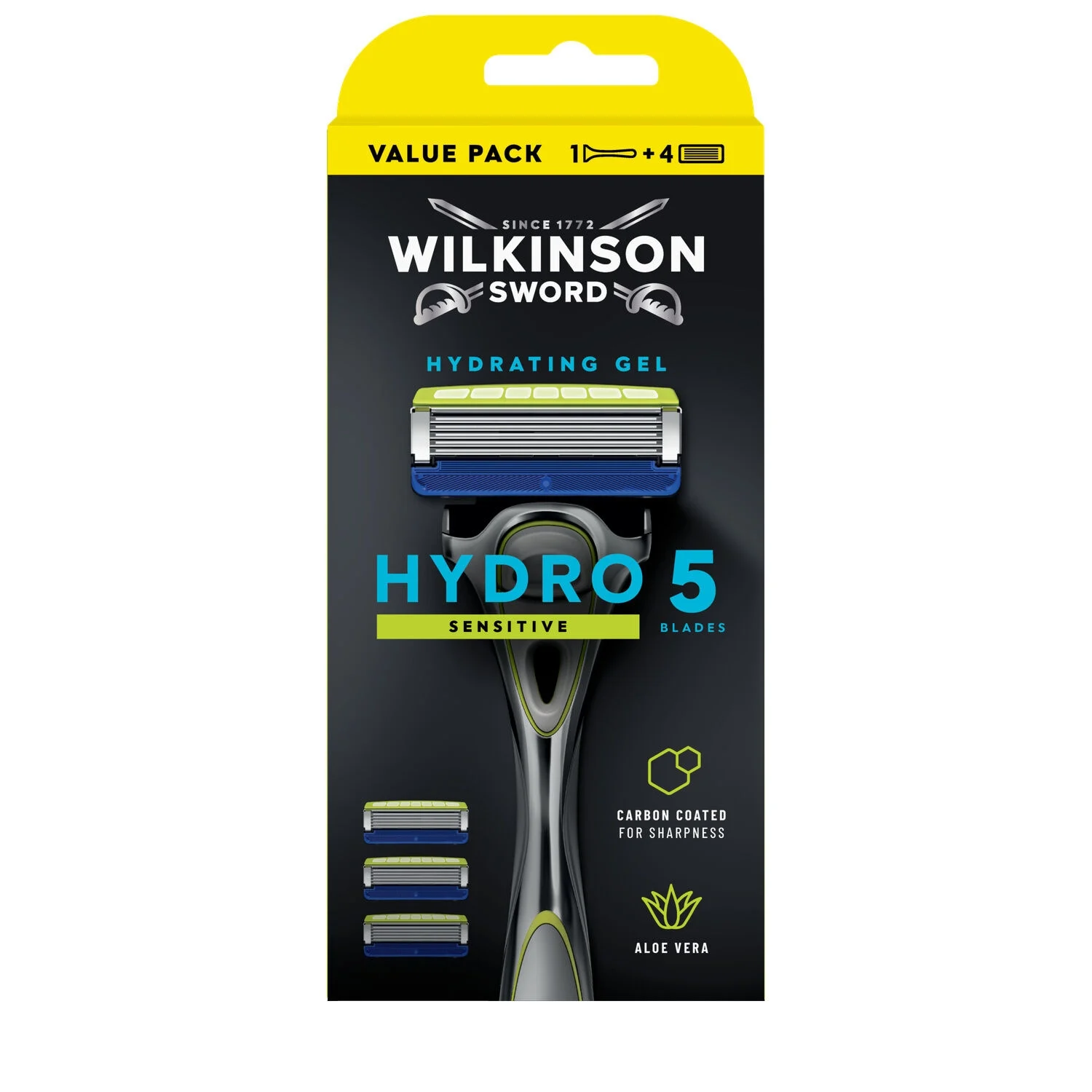Razor + 4 Blades With Sensitive Hydro 5 Protective Gel - Wilkinson