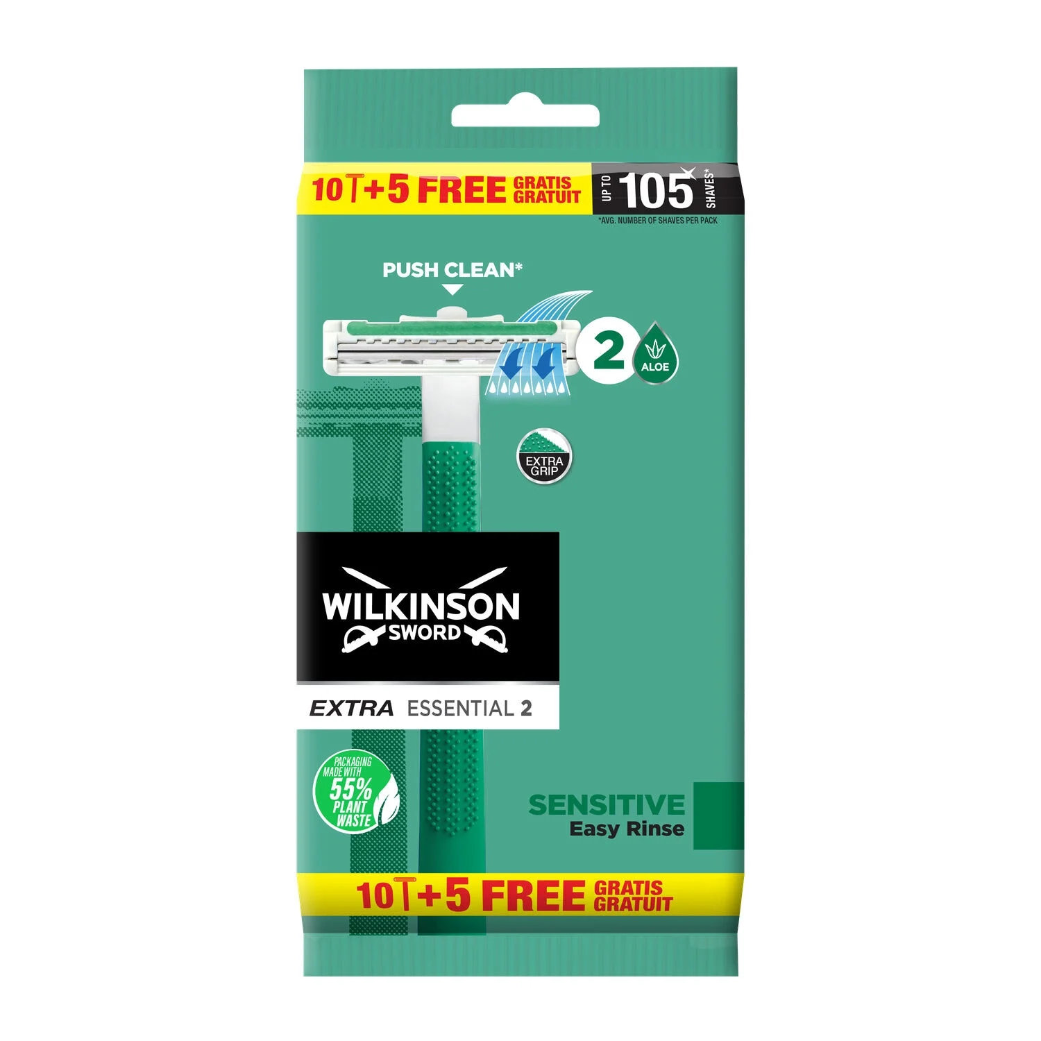 Extra Essential 2 Sensitive X15 Disposable Razor - Wilkinson