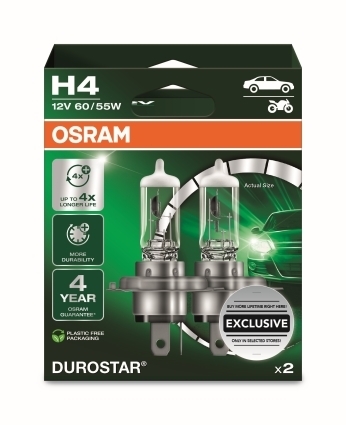 2 Ampoules Osram H4 Durostar