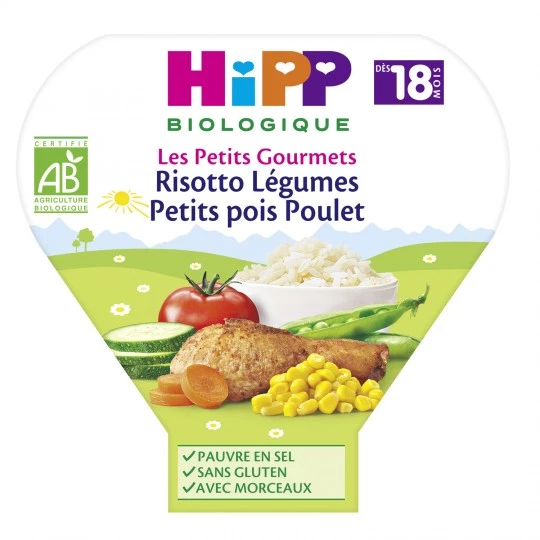 plato bebe BIO risotto/verduras/pollo a partir de 18 meses 260g - HIPP