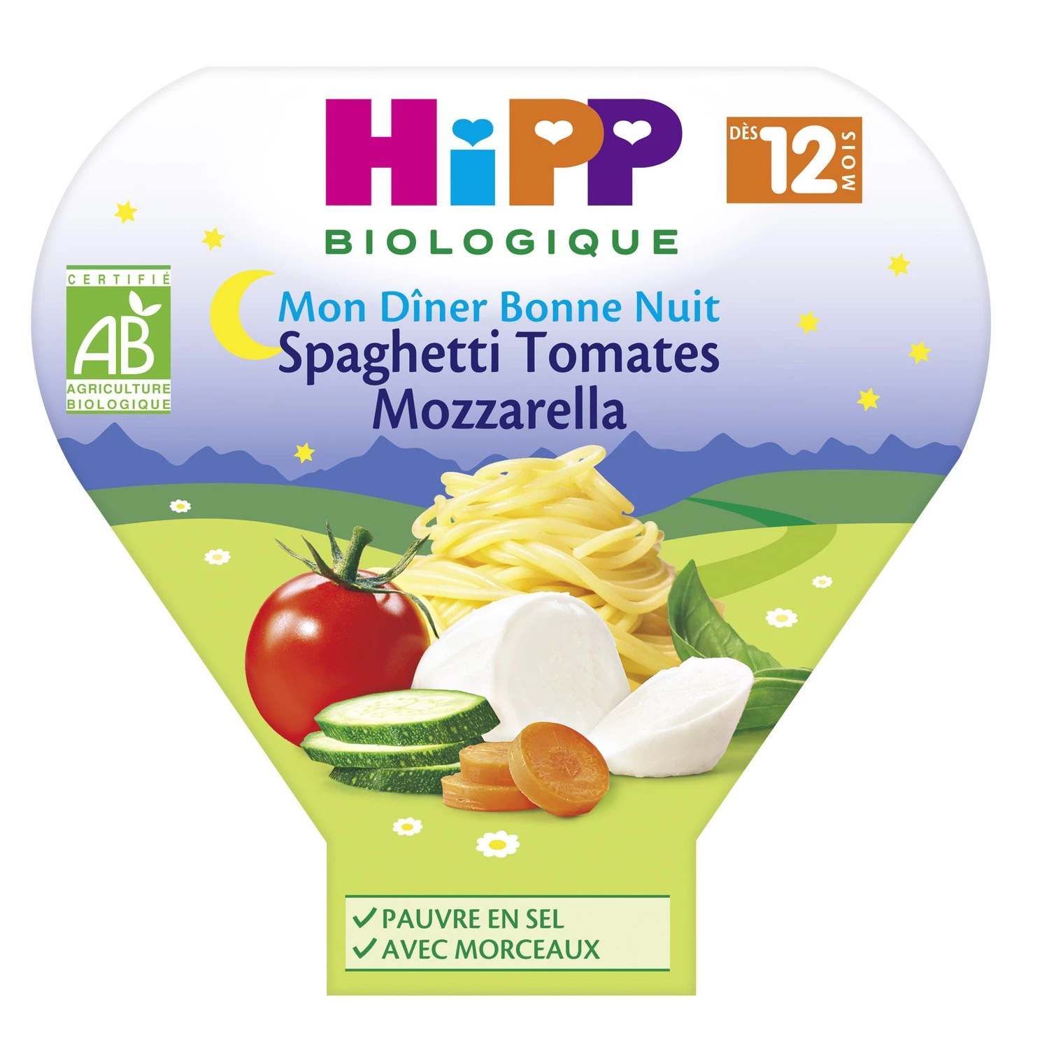 Plato bebe espaguetis/tomate/mozzarella a partir de 12 meses 230g - HIPP