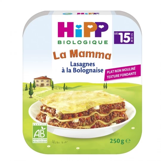 Prato de lasanha à bolonhesa orgânica para bebê a partir de 15 meses 250g - HIPP