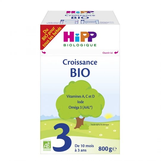 Lait bébé croissance en poudre BIO 3ème âge 800g - HIPP