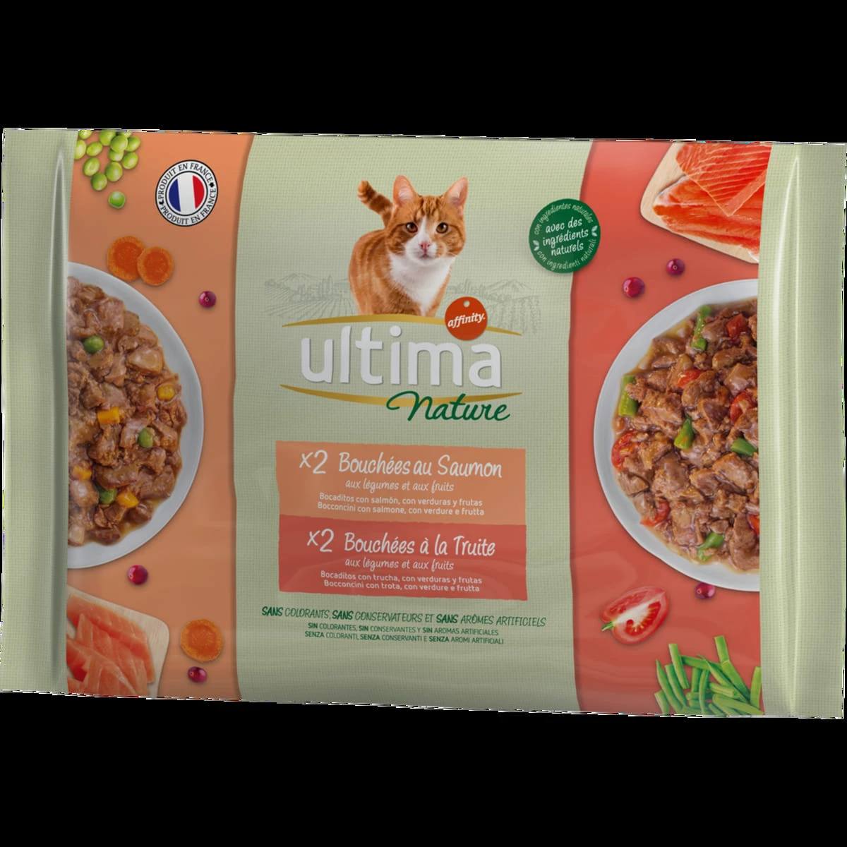 طعام القطط بالسلمون والتراوت 4x85 جرام - ULTIMA