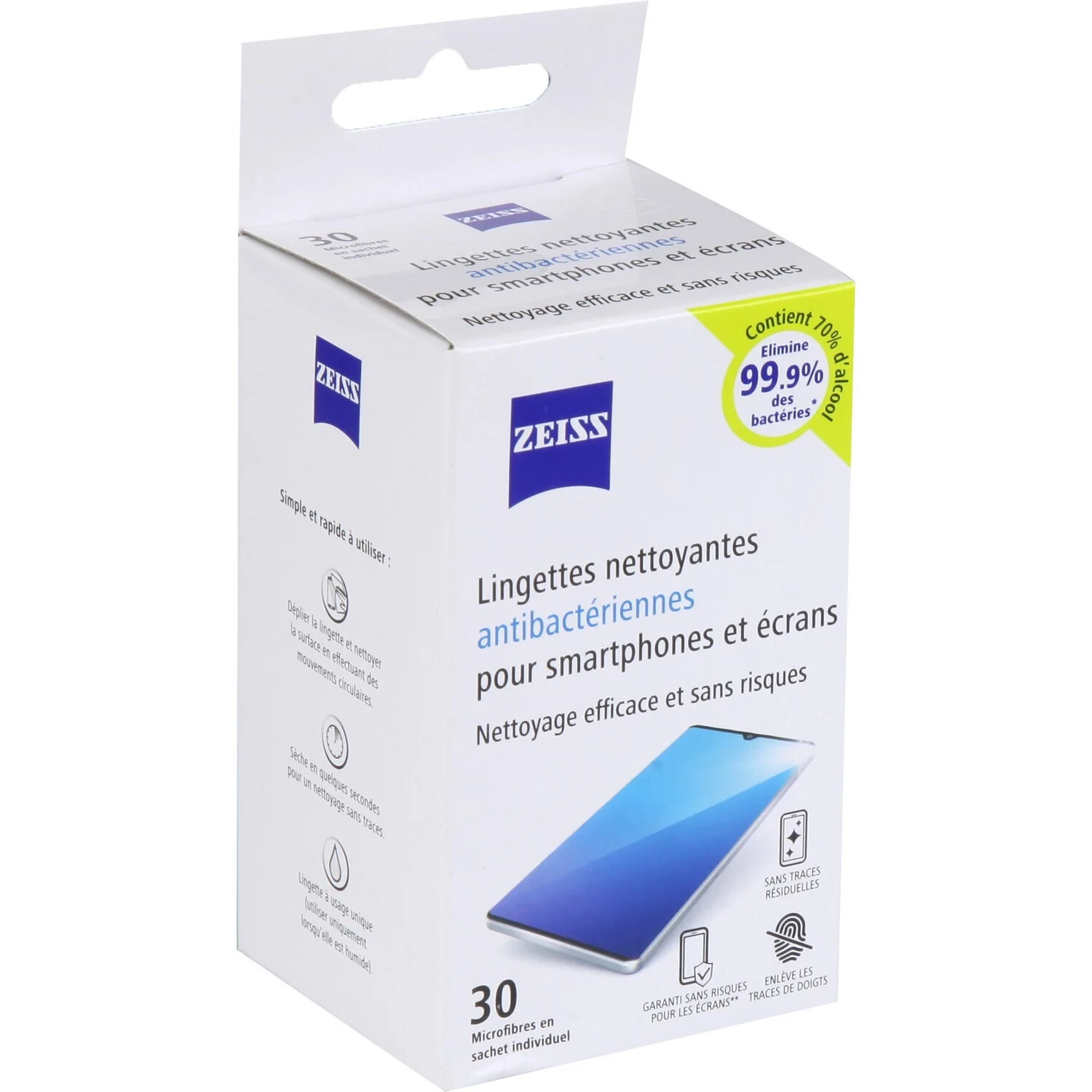 Lingettes Optiques Nettoyante Antibactérienne X30- Zeiss