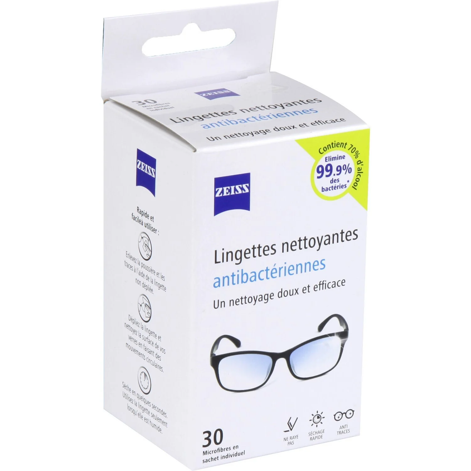 Lingettes Optiques Nettoyante Antibactérienne X30 - Zeiss