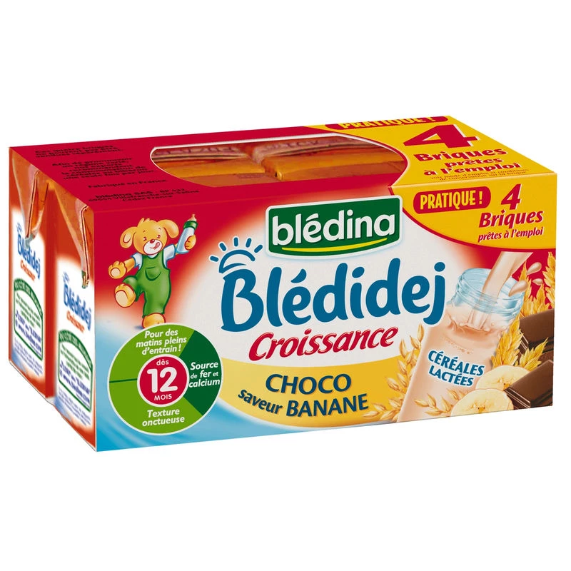 Blédidej 巧克力/香蕉 12 个月起 4x250ml - BLEDINA