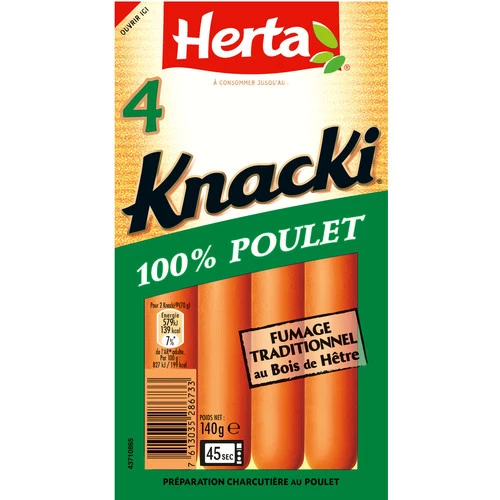 Saucisses Knacki 100% Poulet  ,  140g - HERTA