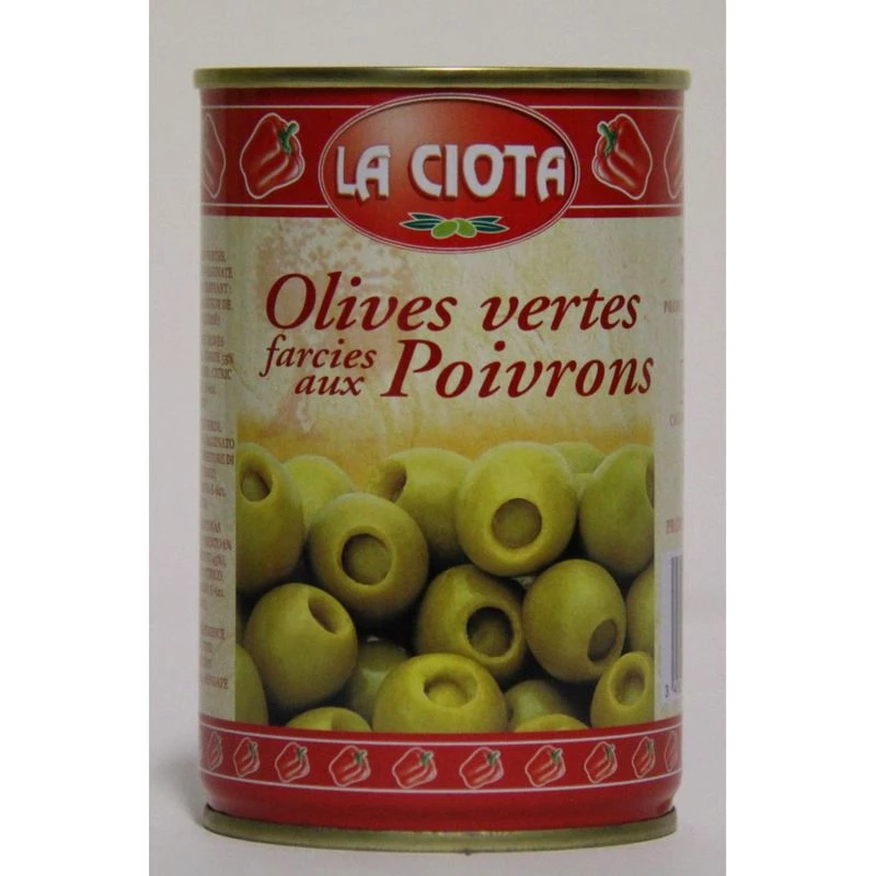 Olives vertes farcies aux poivrons, 120g - LA CIOTA