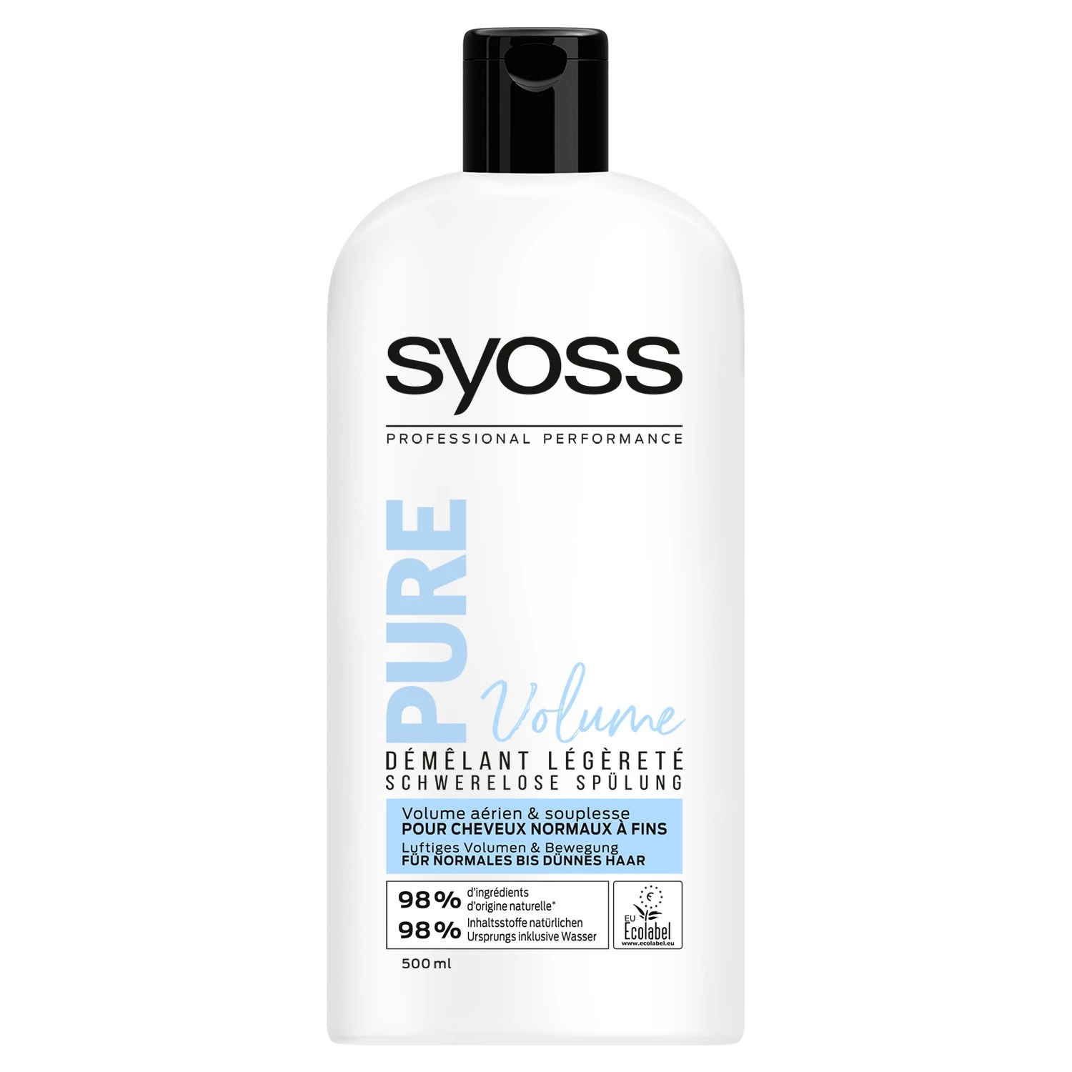 Après-shampooing pure volume démêlant légèreté 500ml - SYOSS
